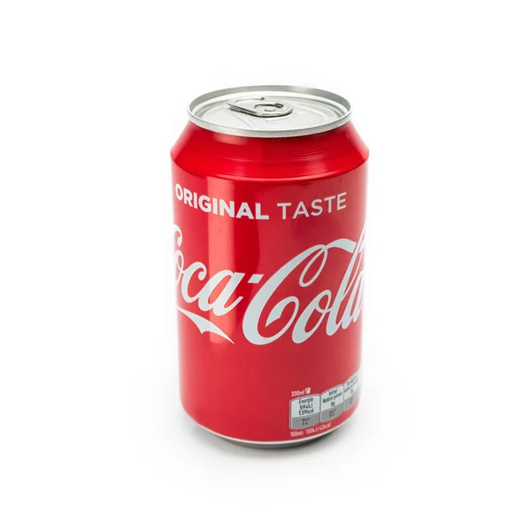 Aachen Niemcy Październik 2017 Puszka Napoju Coca Coli Odizolowana Białym — Zdjęcie stockowe