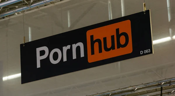 Berlin Germany July 2019 Pornhub Logo Trade Show Booth Pornographic — Stock Photo, Image