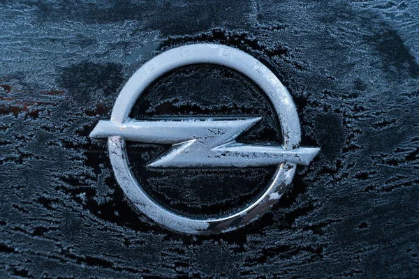 Aachen Deutschland Januar 2017 Gefrorenes Opel Logo Auf Einem Auto — Stockfoto
