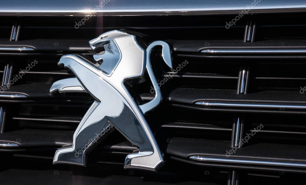 AACHEN, GERMANY MARCH, 2017: Peugeot logo on a car grill. Peugeot is a French cars brand, part of PSA Peugeot Citroen.