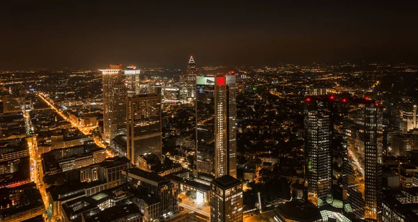 Panoramic View Financial District Skyline Frankfurt Night — Stock Photo, Image