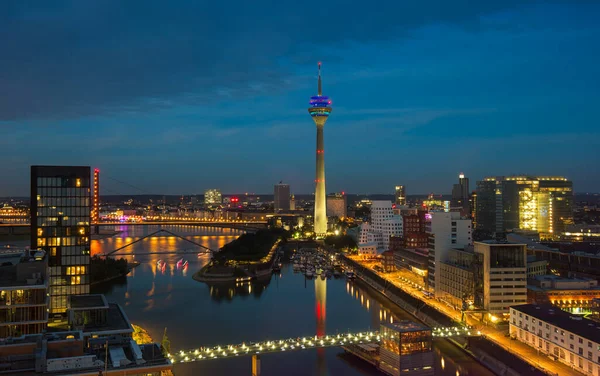 Düsseldorf Bei Nacht Deutschland — Stockfoto
