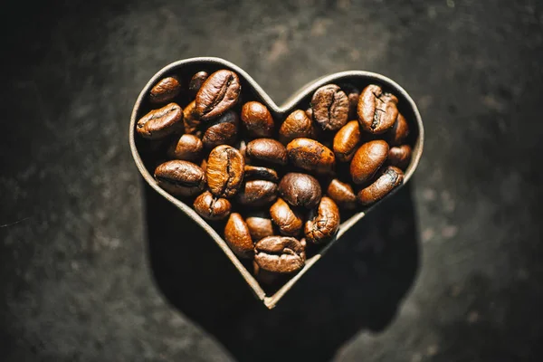 Coffee Beans Heart Form — Stock Photo, Image