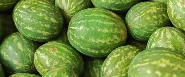 Stapel Wassermelonen Auf Obstmarkt — Stockfoto