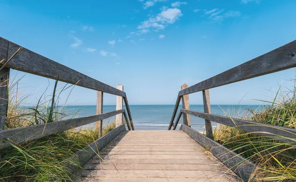 Wooden Path Baltic Sea Sand Dunes Ocean View Stock Picture