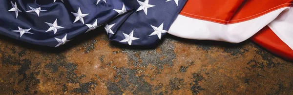 United States Flag Dark Rusty Background Banner Size Copyspace Your — ストック写真