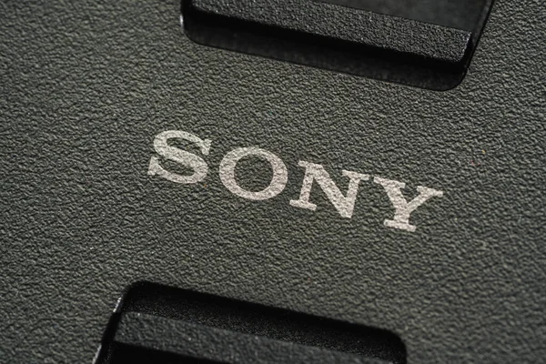 Berli Almanya Aralık 2019 Bir Lens Kapağında Sony Logosu Sony — Stok fotoğraf