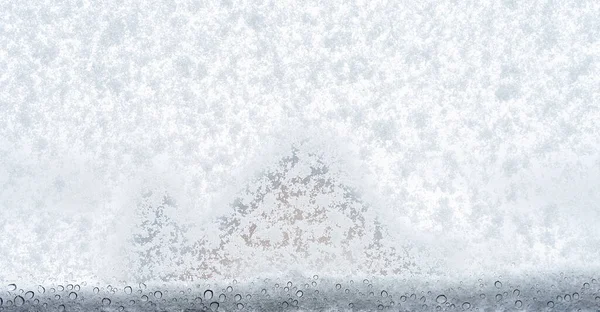 Banner Παραθύρων Καλυμμένο Χιόνι Χώρο Αντιγραφής Για Μεμονωμένο Κείμενο — Φωτογραφία Αρχείου