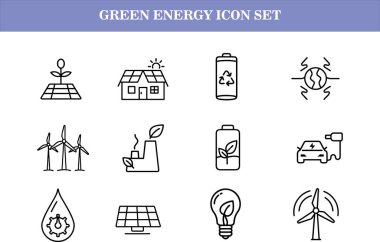 Vektör yeşil enerji simgesi ayarlandı