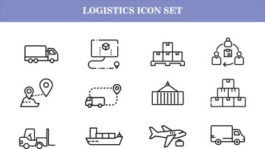 Vektör lojistik simgesi ayarlandı
