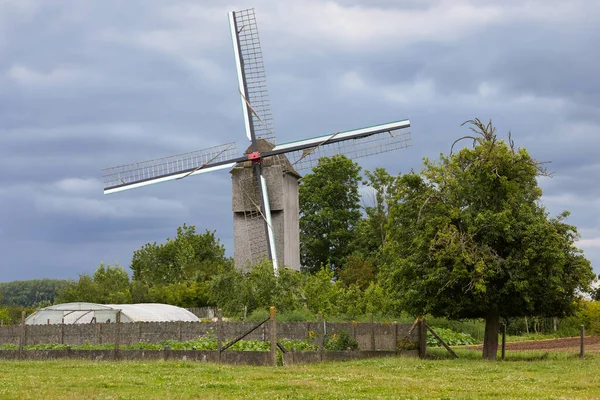 Moulin Vent Vintage Dans Pays Flandre — Photo