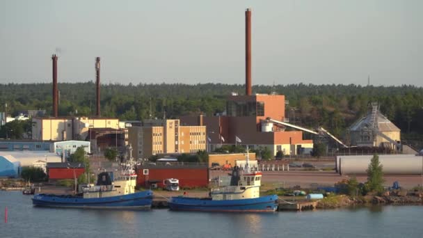 Brantevik Švédsko Srpen2022 Záběry Rybářských Trajektových Lodí Infrastrukturou Skladovými Budovami — Stock video