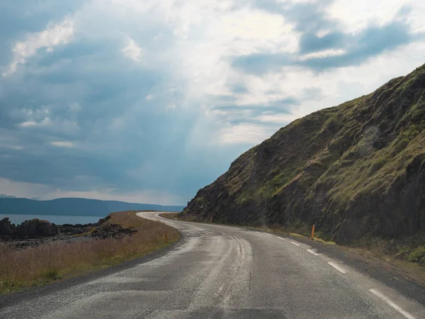 Panoramic View Road Trip Iceland Icelandic Landscape Car Trip Westfjords — Stock Photo, Image