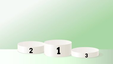 Üç Silindirik Terfi Standı, Farklı Yükseklikler. Zarif Yuvarlak Podyum Karşılaştırması. Yeni yıl indirimi 3D yuvarlak masalar. Yeni Ürün Yerleştirme için Gerçekçi 3D Stüdyo. Lüks Silindirik Safhalar.