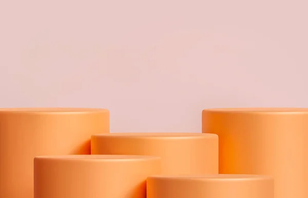 3D豪華なパステルオレンジPodium Cosmeticディスプレイ製品スタンド パステルオレンジの背景 — ストック写真
