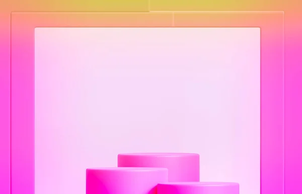 Абстрактный Круг Подиум Розовый Realistic Розовый Цилиндр Пьедестал Podium Podium — стоковое фото