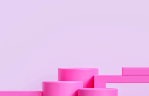 抽象的な円のピンクの表彰台3D現実的なピンクの3Dシリンダー台座の表彰台 製品プレゼンテーションのための表彰台ピンクの3Dステージサークルシリンダーショーケース — ストック写真