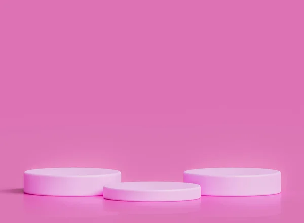Rosa Esposizione Del Prodotto Bellezza Stand Pastello Rosa Immagine Sfondo — Foto Stock