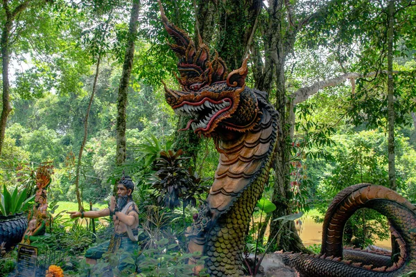 Змеиный Царь Нагаса Тайланд Нага Статуя Змеи — стоковое фото