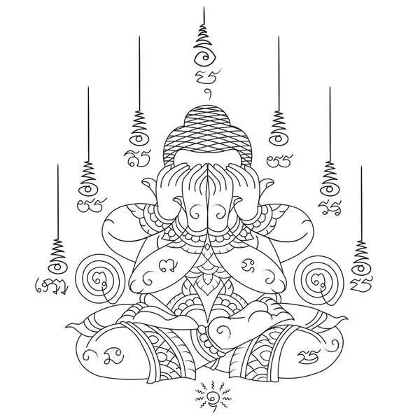 Symbole Talisman Thaï Ancien Tatouage Traditionnel Nom Thaï Est Flottant — Image vectorielle