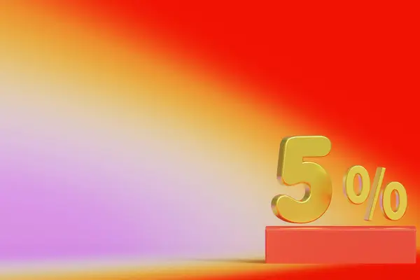 粉色底色的黄金5 3D渲染说明 — 图库照片