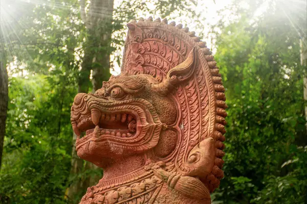 Statue Lion Gardien Chinois Thaïlande Figure Temple Bouddhiste — Photo