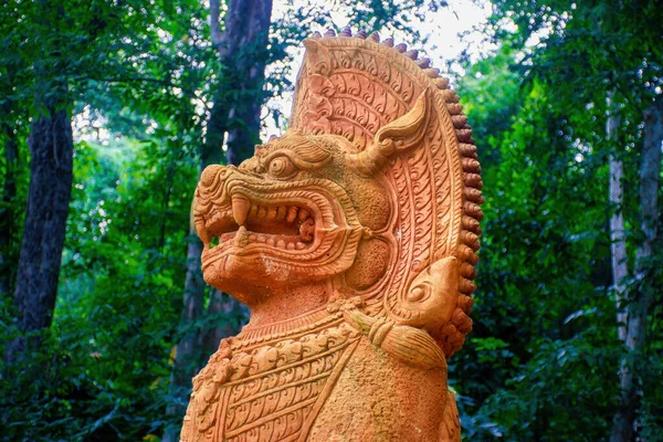 Statue Lion Gardien Chinois Thaïlande Figure Temple Bouddhiste — Photo