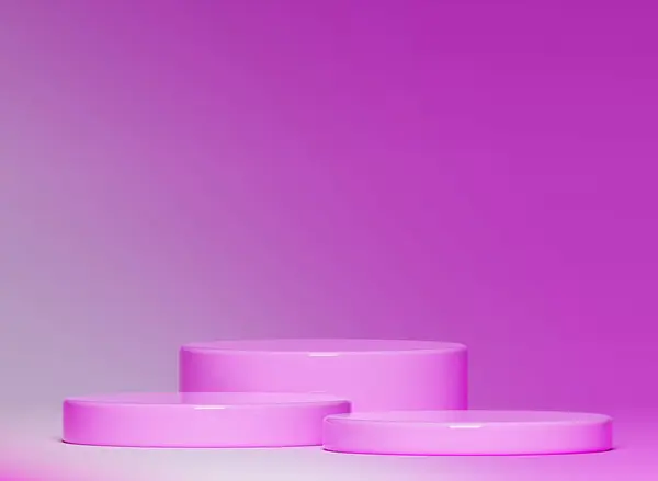 Pink Podium Circle Podium Realistic Background Glowing Pink Podium Futuristic — Stock Photo, Image