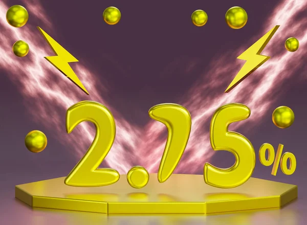 黄金3D Golden Percentage Sign Gold Podium Pedestal Product Display — 图库照片