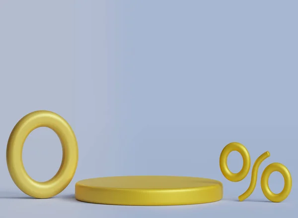 Procent Rabatt Guld Guld Geometriska Piedestal Podium Background Minimalistisk Abstrakt — Stockfoto