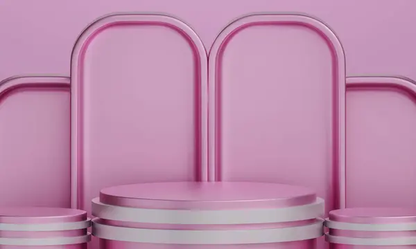 Pink Podium for Product Display.3D Rendered Pink Podium.Product Display Stand.Pink Podium 3D Render