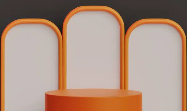 orange Podium for Product Display.3D Rendered orange Podium.Product Display Stand.orange Podium 3D Render