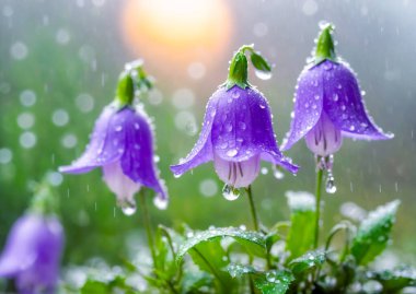 Yağmurda Mor Çan Çiçekleri.