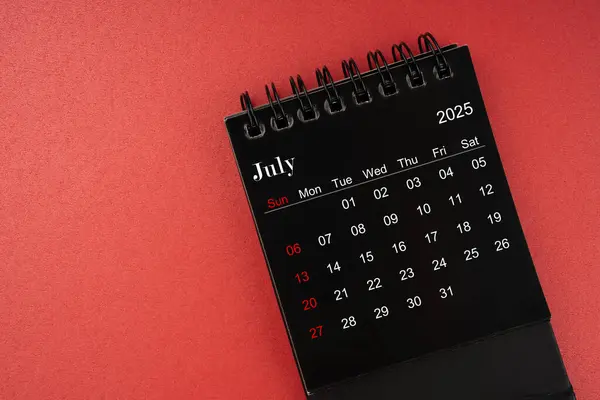 July Black Desk Calendar 2025 Year Red Cover Background Copy — Stock Photo, Image