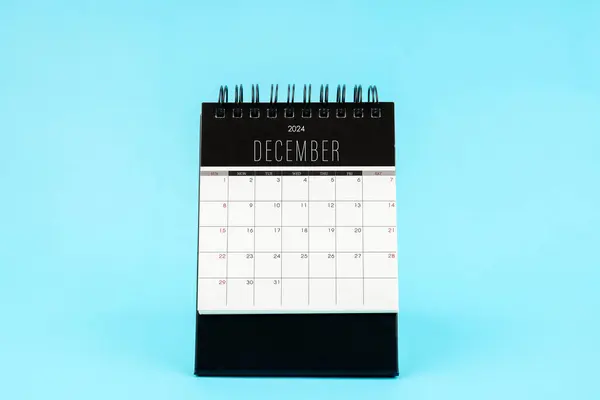 December 2024 Monthly Desk Calendar 2024 Year Blue Color Background — Stock Photo, Image