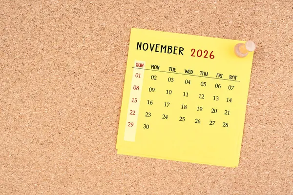 Tahta raptiyeli Kasım 2026 takvimi..