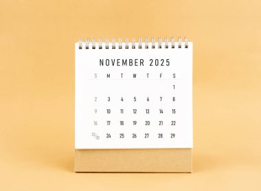 Kasım 2025 sarı arkaplan takvimi, Ön görünüm.