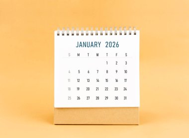 Ocak 2026 sarı arkaplan takvimi, Ön görünüm.