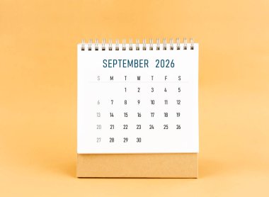 Eylül 2026 sarı arkaplan takvimi, Ön görünüm.