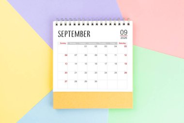 2026 yılı için Eylül 2026 masa takvimi.