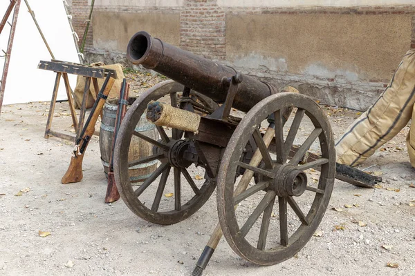 Primo Piano Vista Orizzontale Cannone Militare Utilizzato Nei Secoli Xvi — Foto Stock