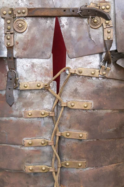 Foreground Detail Photography Vertical View Armor Soldier Froma Ancient Roman — Stock Photo, Image