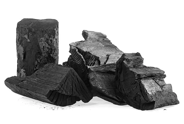 Куски Древесного Угля Изолированы Белом Фоне Натуральный Древесный Уголь — стоковое фото