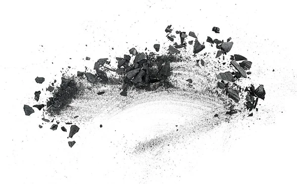 Beyaz Arka Planda Siyah Toz Kömürü Üst Manzara Tahta Kömür — Stok fotoğraf