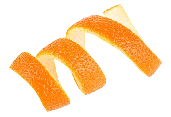 白い背景に孤立した新鮮なオレンジの果実の皮 オレンジゼスト — ストック写真