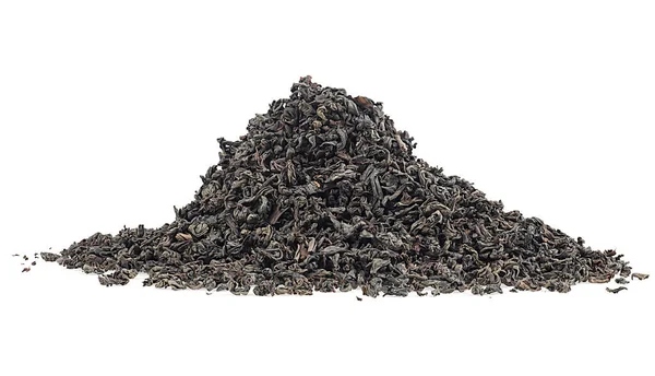 Куча Сухих Черных Чайных Листьев Белом Фоне — стоковое фото