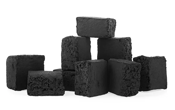 Coconut Hookah Charcoal Isolated White Background Group Charcoal Cubes — Stock Photo, Image