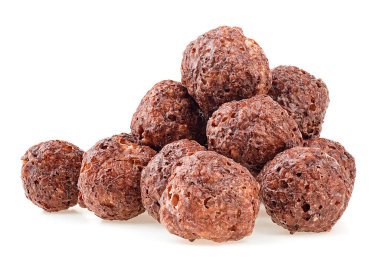 Cereal chocolate balls isolated on a white background. Corn balls, healthy breakfast.