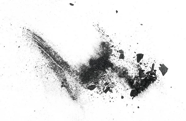 Μαύρο Κάρβουνο Απομονωμένο Λευκό Φόντο Πάνω Όψη Σκόνη Ενεργού Άνθρακα — Φωτογραφία Αρχείου