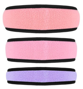 Beyaz bir arka planda saç bandı koleksiyonu. Spor ve spor için saç bandı. Moda atletik başlık.